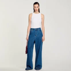 Femme SANDRO Jean Large Strassé