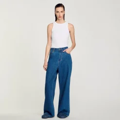 Femme SANDRO Jean Large Strassé