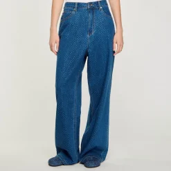 Femme SANDRO Jean Large Strassé