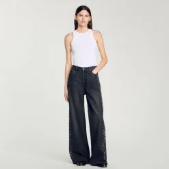 Femme SANDRO Jean Large Strassé