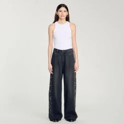 Femme SANDRO Jean Large Strassé