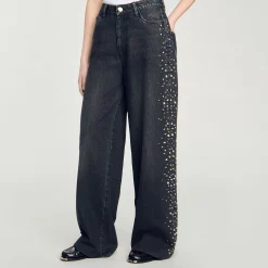 Femme SANDRO Jean Large Strassé