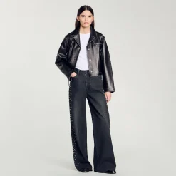 Femme SANDRO Jean Large Strassé