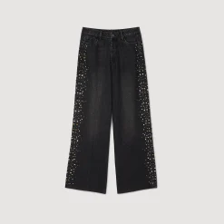 Femme SANDRO Jean Large Strassé