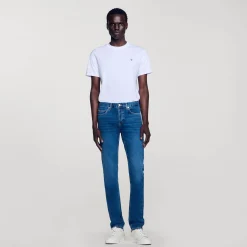 Homme SANDRO Jean Slim Avec Délavage Waterless