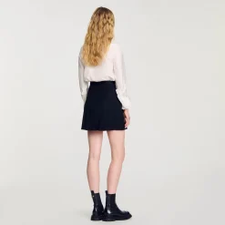 Femme SANDRO Jupe Courte à Plis Piqués