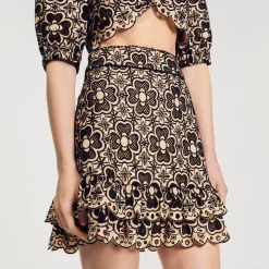 Femme SANDRO Jupe Courte En Broderie Anglaise