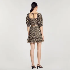 Femme SANDRO Jupe Courte En Broderie Anglaise