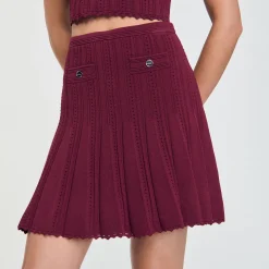 Femme SANDRO Jupe Courte En Maille Plissée