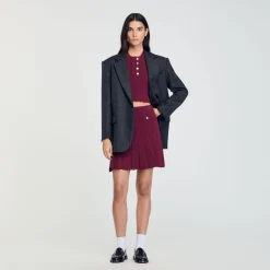Femme SANDRO Jupe Courte En Maille Plissée