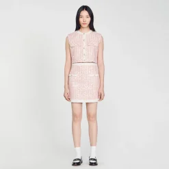 Femme SANDRO Jupe Courte En Tweed
