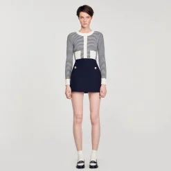 Femme SANDRO Jupe Courte En Twill De Laine