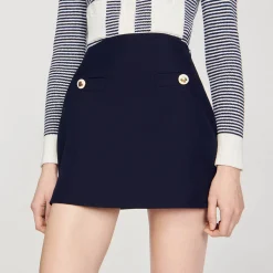 Femme SANDRO Jupe Courte En Twill De Laine