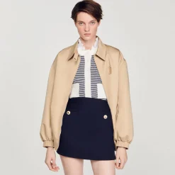 Femme SANDRO Jupe Courte En Twill De Laine