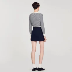 Femme SANDRO Jupe Courte En Twill De Laine