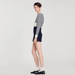 Femme SANDRO Jupe Courte En Twill De Laine