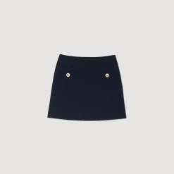 Femme SANDRO Jupe Courte En Twill De Laine