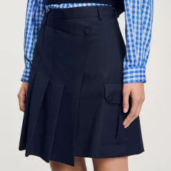 Femme SANDRO Jupe Courte Plissée Asymétrique