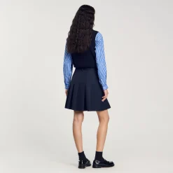 Femme SANDRO Jupe Courte Plissée Asymétrique