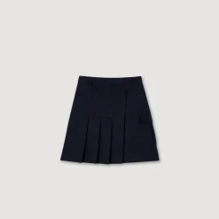 Femme SANDRO Jupe Courte Plissée Asymétrique