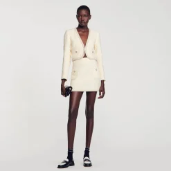 Femme SANDRO Jupe En Tweed Perlée