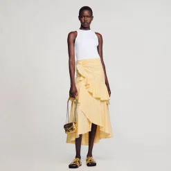 Femme SANDRO Jupe Longue Asymétrique