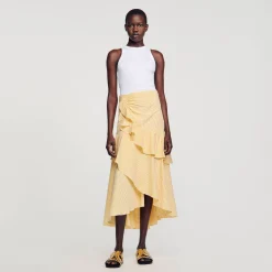 Femme SANDRO Jupe Longue Asymétrique