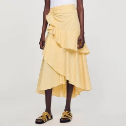 Femme SANDRO Jupe Longue Asymétrique