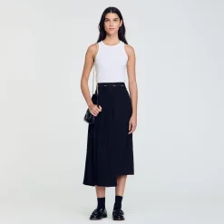 Femme SANDRO Jupe Longue Asymétrique
