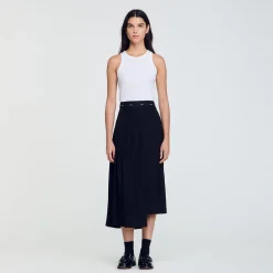 Femme SANDRO Jupe Longue Asymétrique