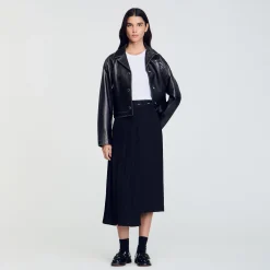 Femme SANDRO Jupe Longue Asymétrique