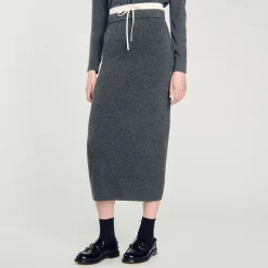 Femme SANDRO Jupe Longue Double Ceinture