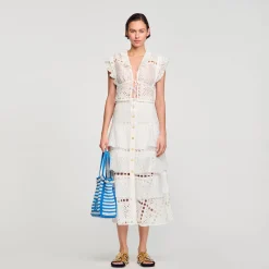 Femme SANDRO Jupe Longue En Broderie Anglaise