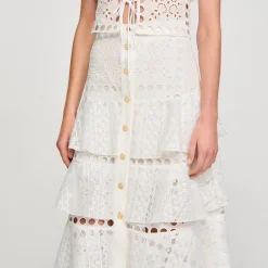 Femme SANDRO Jupe Longue En Broderie Anglaise