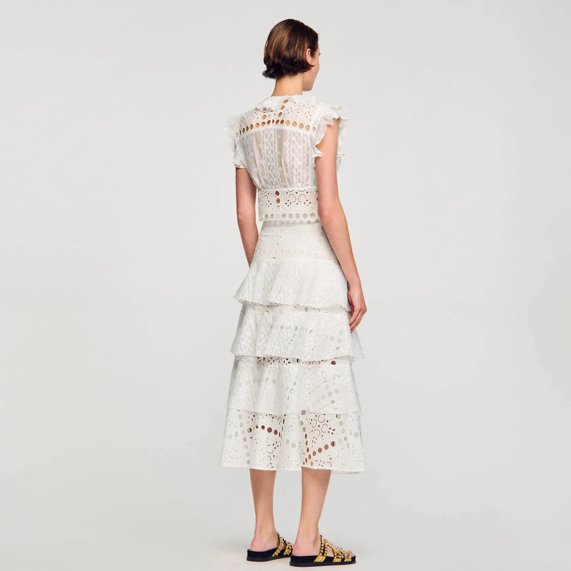 Femme SANDRO Jupe Longue En Broderie Anglaise
