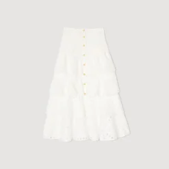 Femme SANDRO Jupe Longue En Broderie Anglaise