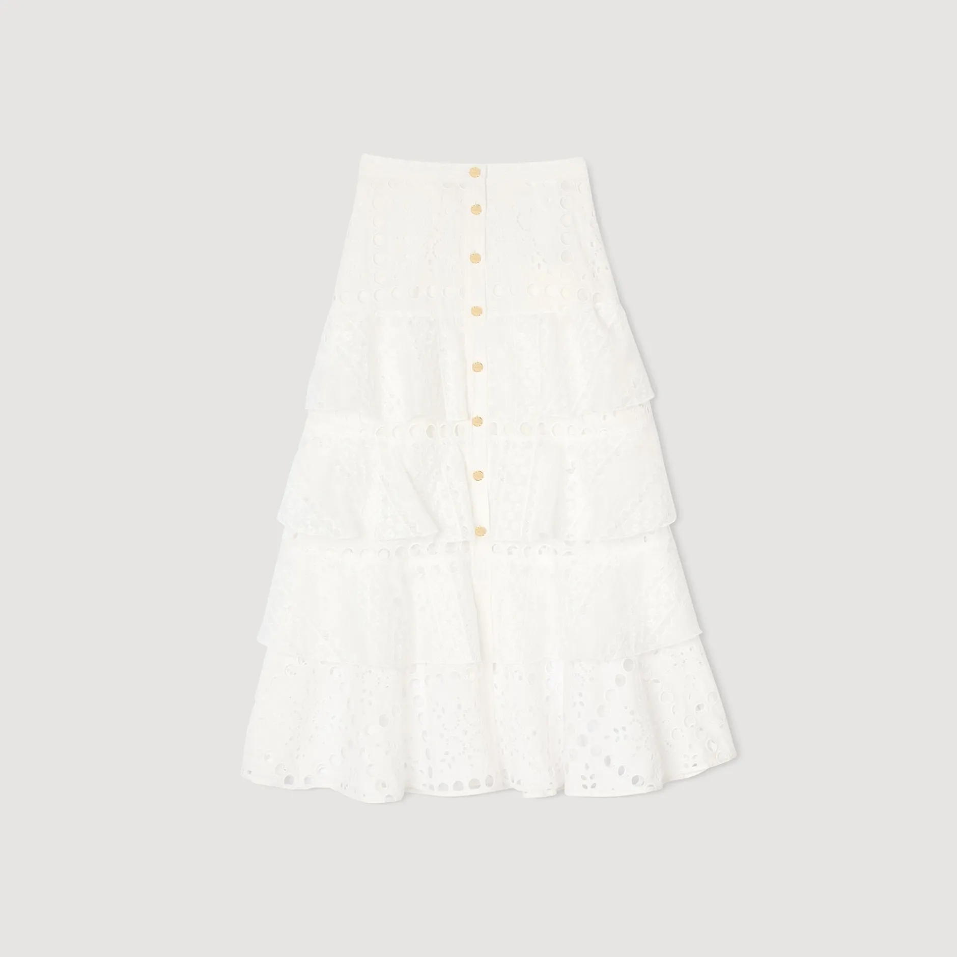 Femme SANDRO Jupe Longue En Broderie Anglaise