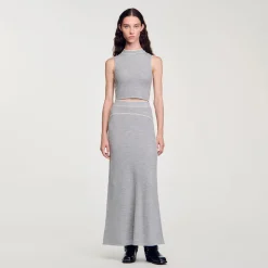 Femme SANDRO Jupe Longue En Laine
