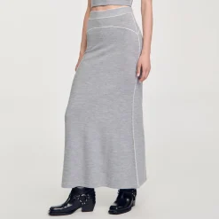 Femme SANDRO Jupe Longue En Laine