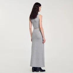 Femme SANDRO Jupe Longue En Laine