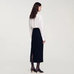 Femme SANDRO Jupe Longue En Tweed Et Velours