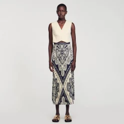 Femme SANDRO Jupe Longue Fluide à Imprimé Bandana