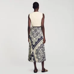 Femme SANDRO Jupe Longue Fluide à Imprimé Bandana