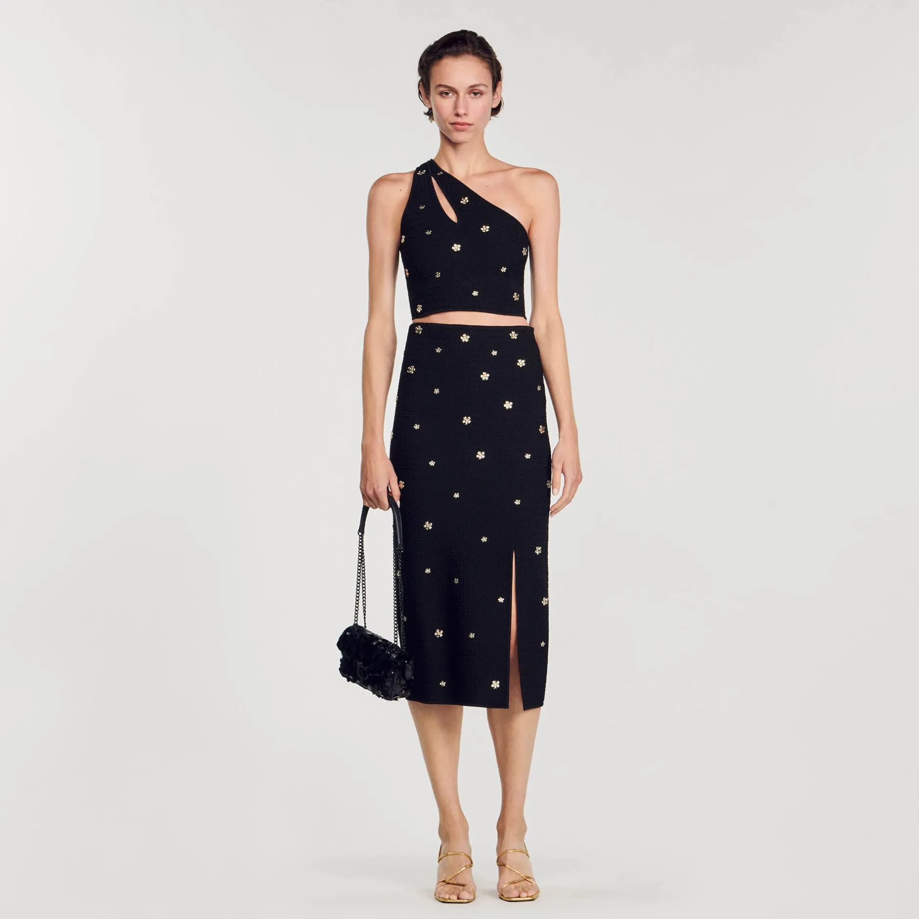 Femme SANDRO Jupe Midi En Maille