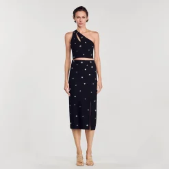 Femme SANDRO Jupe Midi En Maille
