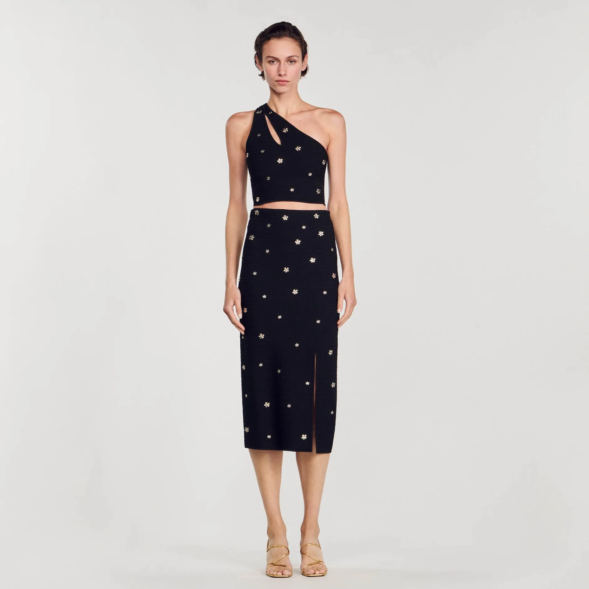 Femme SANDRO Jupe Midi En Maille