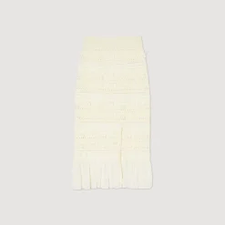 Femme SANDRO Jupe Midi En Maille Ajourée