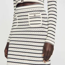 Femme SANDRO Jupe Midi En Maille Rayée