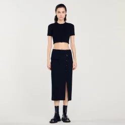 Femme SANDRO Jupe Midi En Tweed