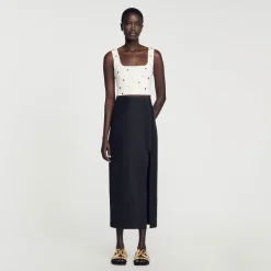 Femme SANDRO Jupe Midi Fendue